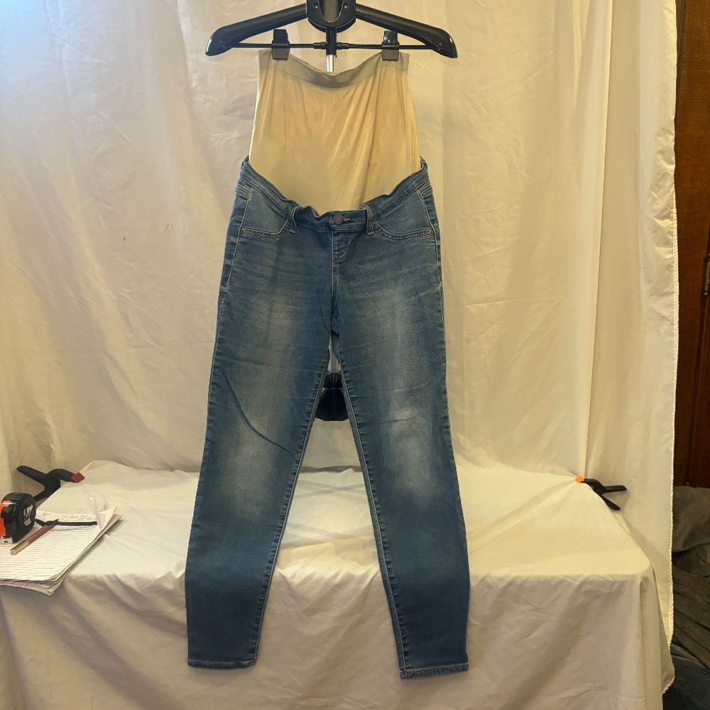 A Glow Jeans Women MATERNITY Blue Med Wash Denim Jeggings Jean Leggings No Size